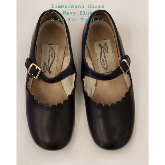 Navy Scalloped Mary Jane ZIMMERMAN Dress Party Shoes Size 12c - Picture 2 of 8